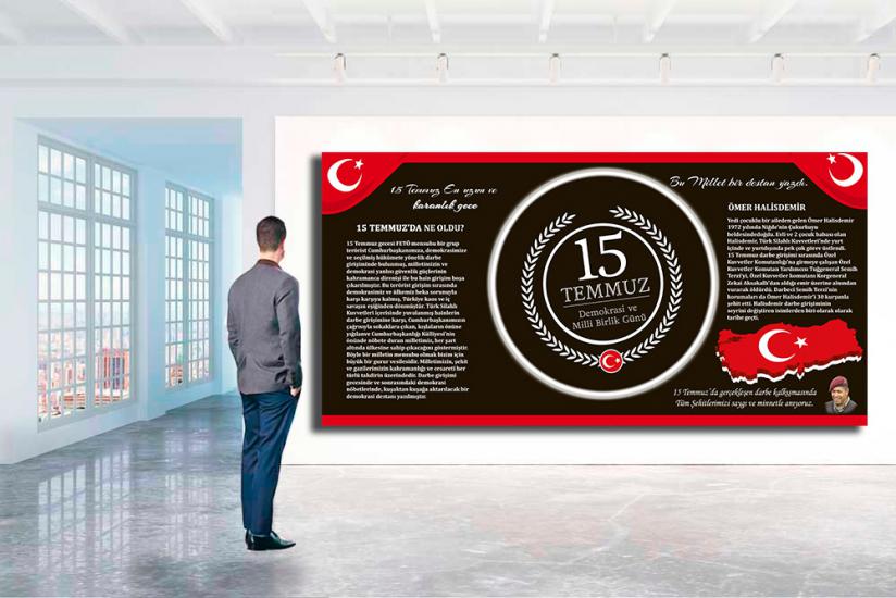 15 Temmuz köşesi, 15 temmuz demokrasi köşesi, 15 temmuz duvar giydirme, 15 temmuz posteri, 15 temmuz afişi, okul posterleri, okul donanımları, okul kapı giydirme