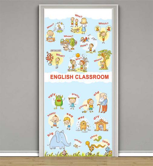 ingilizce sokağı, ingilizce eğitim posteri, ingilizce okul posteri, ingilizce kapı giydirme, ingilizce duvar giydirme, ingilizce kiriş yazıları, english classroom, english street